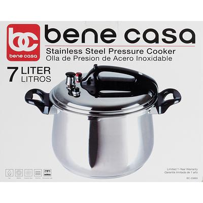 Bene Casa Stove Top Pressure Cooker, Stainless Steel, 7 LT