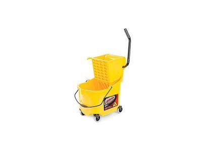 Carlisle 9690414 35 qt Mop Bucket Combo - Side Press Wringer, Soiled Water Insert, Polypropylene, Blue Mop Bucket & Wringer