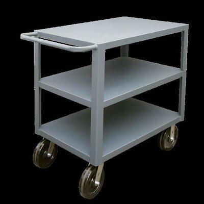 Rubbermaid Commercial Products 2-Shelf Utility/Service Cart, Medium, Lipped  Shelves, Ergonomic Handle, 500 lbs. Capacity, for  Warehouse/Garage/Cleaning/Manufacturing FG452088BLA 