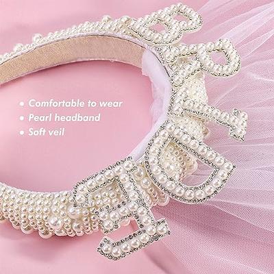 Bachelorette Party Decorations Pearl Bride Headband White Headpiece Bridal  Shower Gift, Bridesmaid Favors 