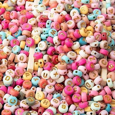  600pcs Acrylic Letter Beads Alphabet Pink Letters