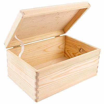 Creative Deco Large Wooden Storage Box with Hinged Lid | 11.8 x 7.87 x 5.51  inches (+-0.5) | Plain Unpainted Gift Box for Shoes Crafts Clothes Jewelry