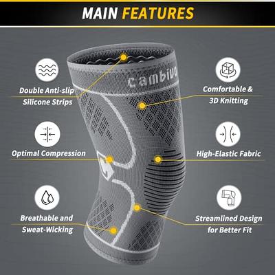 CAMBIVO 2 Pack Knee Brace, Knee Compression Sleeve for Men and