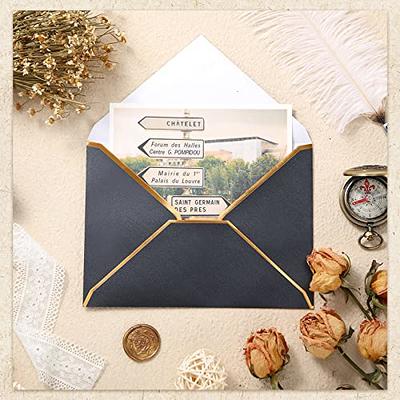 Best Paper Greetings 50 Pack Black 4x6 Envelopes With Gold Lining