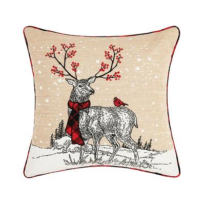 Mike&Co. New York Christmas Plaid & Truck Decorative Throw Pillow Set of 4 - White - 18 x 18 in