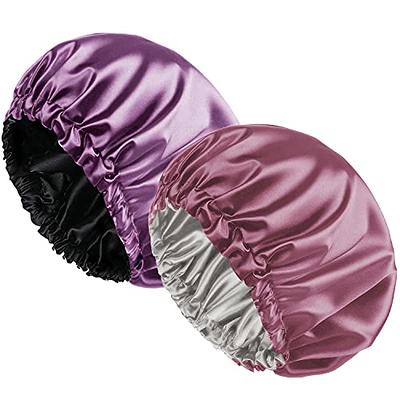 HOME SHARON Silk Bonnet for Sleeping, 4 Pieces Satin Bonnet Hair Wrap Cap  Bonnet for Curly Hair,Satin Bonnet for Sleeping, Bonnets Black Women