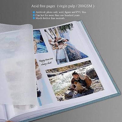 Scrapbook Photo Album with Writing Space, Premium DIY Scrapbook Picture  Album 120 Pages for 3X5, 4X6, 5X7, 6X8, 8X10, Linen Cover with Window  Photos