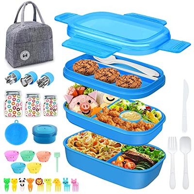 Stackable Bento Box Adult Lunch Box 2 Layers All-in-One Lunch