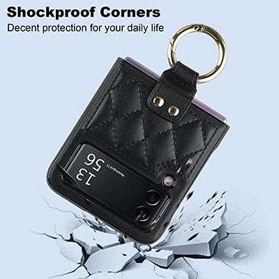 Rhomboid Leather Case For Samsung Galaxy Z Flip 3 With Ring, Electroplating  Frame Protective Cover