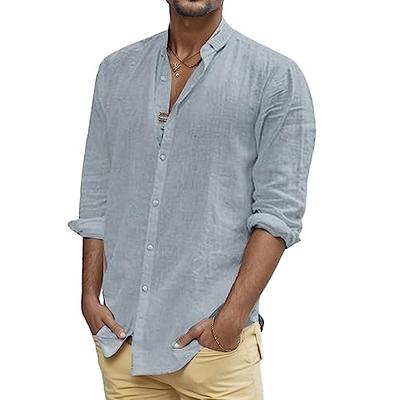 Long Sleeve Shirts for Men, Button Down Shirts for Men, Mens Casual Long  Sleeve Cotton Linen Shirts Buttons Down Solid Plain Roll-Up Sleeve Summer Beach  Shirts - Yahoo Shopping