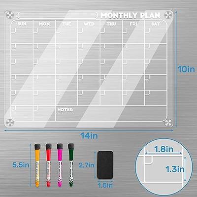 Acrylic Magnetic Calendar for Fridge, Weekly Planner Memo White