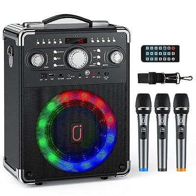 MusyVocay Karaoke Machine for Kids Adults, Portable Bluetooth Speaker with  2 UHF Wireless Microphone, PA System with Remote Control, LED Lights for