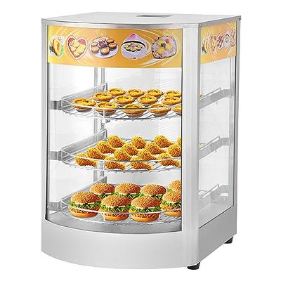 ROVSUN 2-Tier 110V Food Warmer, 800W Commercial Food Warmer Display  Electric Countertop Food Pizza Warmer with Adjustable Removable Shelves  Glass Door, Pastry Display Case for Buffet Restaurant 