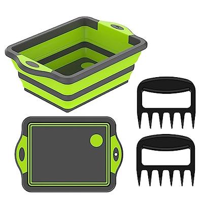 Collapsible Cutting Board, HI NINGER Chopping Board with Towel Kitchen  Foldable Camping Dishes Sink Space Saving 3 in 1 Multifunction Storage  Basket