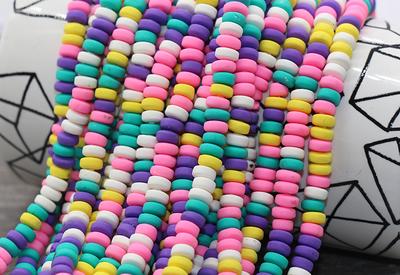 15%dc Bulk - 5 Strand - 16 6mm Vinyl Heishi Beads, Rainbow