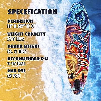 Ixsun 11' x 33 x 6 Inflatable Stand Up Paddle Board, 11 ft,Stable  Wide,Non-Slip Deck,with Premium SUP Accessories,Backpack, Bottom  Fins,Adjustable Paddles,Double-Action Pump - Yahoo Shopping