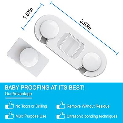Child Safety Strap Locks (10 Pack) Baby Locks for Cabinets and Drawers,  Toilet, Fridge & More. 3M Adhesive Pads. Easy Installation, No Drilling  Required, White/Gray
