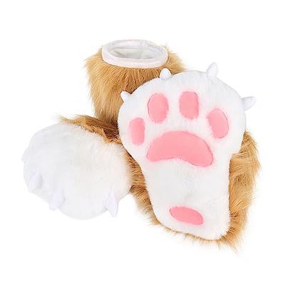 1 Pair Furry Paw Gloves Cat Girls Cosplay Accessory Kawaii Plush Wolf Paws