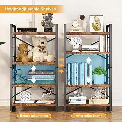 Homeiju homeiju bookshelf, 3 tier industrial bookcase, metal small  bookcase, rustic book shelf storage organizer for living room, bed