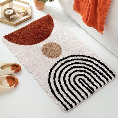 TRUEDAYS Boho Absorbent Bath Mat with Non Slip Backing - Mid Century Modern  Washable Bathroom Rugs - Minimalist