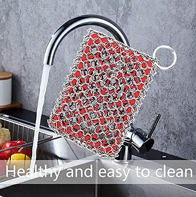 Cast Iron Cleaner,Stainless Steel Cleaner Chain Iron Scrubber with Silicone  Insert,Chainmail Scrubber for Cast Iron Pans Cookware Skillet  Dishwasher,Kitchen Tools Gadught (Cleaner Red) - Yahoo Shopping