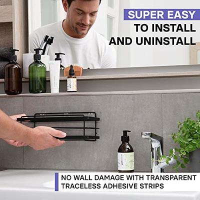 KINCMAX Shower Shelves 2-Pack - Self Adhesive Caddy with 4 Hooks