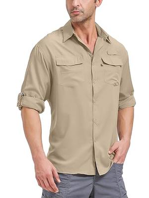 Mens Shirts Fishing Quick Dry Button Down Shirt for Safari Hiking Travel  Camping Outdoor Work #5069 White-S