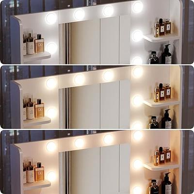 Makeup Vanity Desk with Lights, 3 Lighting Colors, White Vanity Set Makeup  Table with 3 Drawers, 2 Cabinets and Multiple Shelves, Large Vanity  45.2in(L) - Yahoo Shopping