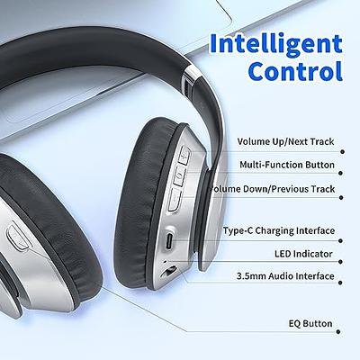 Wireless Bluetooth Headphones Over Ear, 65H Playtime HiFi Stereo Headset  with Microphone and 6EQ Modes Foldable Bluetooth V5.3 Wireless Headphones  for