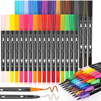 Shuttle Art 56 Colors Dual Tip Brush Pens Art Markers,Brush Tip with Fineliner