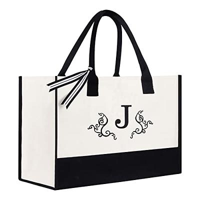  Binggemen Personalized Initial Canvas Tote Bag with