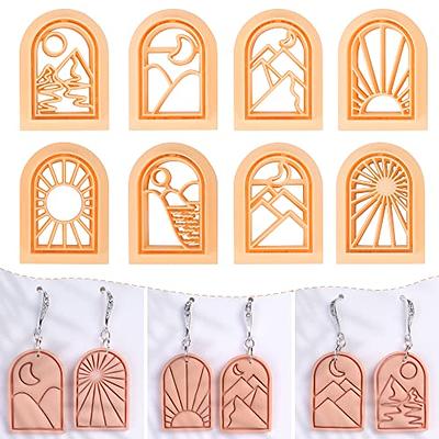 Puocaon Boho Polymer Clay Cutters - 6 Pcs Polymer Clay Earring Cutters,  Crescent Moon Polymer Clay Cutters for Jewelry Making, Lotus Arch Shape