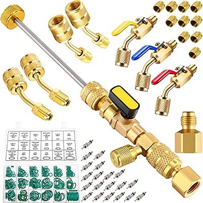 R410A Valve Core Remover Kits 7 Air Conditioning Refrigerant Angled Compact  Ball Valve Compatible with SAE 1/ 4 and 5/ 16 Port R410 R32 Brass Adapter  20 Valve Cores 10 Brass Nut 270 Sealing Washer - Yahoo Shopping