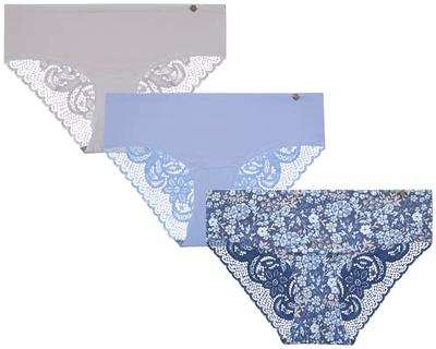 Lucky Brand Women's Underwear - Microfiber Lace Hipster Briefs (3 Pack),  Size Medium, Indigo/Blue/Silver Scone - Yahoo Shopping