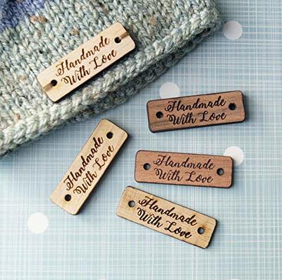 Product tags, knitting labels, labels for handmade items, leather labels  for crochet, center fold labels, folding tags, set of 25 pc