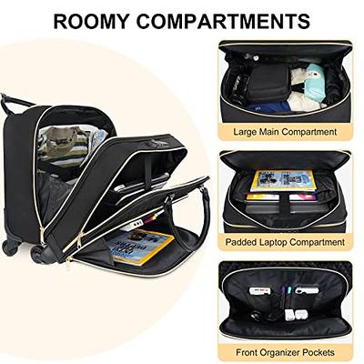  LIGHT FLIGHT Rolling Laptop Bag 17.3 inch Rolling Briefcase for  Women Computer Bag with Wheels Rolling Laptop Case Overnight Roller Bag for  Carry on Travel Work Business, Black : Electronics