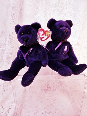 Two Vintage Princess Diana Beanie Babies, Made in China, Star Tag