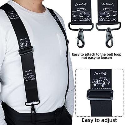 Men Suspender Heavy Duty Side Clip Suspenders for Belt Loops
