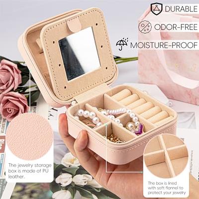 Meschett Travel Jewelry Box with Mirror, Travel Essentials Jewelry