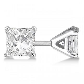 0.75ct. Princess Diamond Stud Earrings 14kt White Gold G-H, VS2