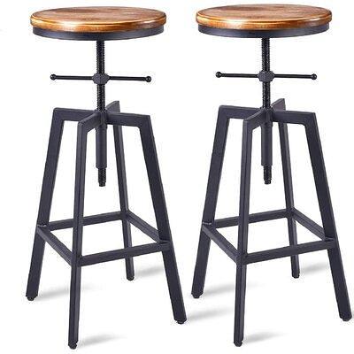 17 Stories Industrial Bar Stools Kitchen Dining Chair Wood Metal Bar Stool Adjustable Height Swivel Counter Height Bar Chair In Black Gray Wayfair Yahoo Shopping