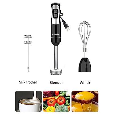 Immersion Blender Handheld, OUTRONSM Hand Blender with 4-point thickened SS  blades, Milk Frother, Egg Whisk for Coffee Milk Foam, Puree Baby Food,  Smoothies, Sauces and Soups – Black - Yahoo Shopping