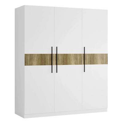 FUFU&GAGA Large Wardrobe Closet, 4-Door Armoire Storage Cabinet with  Hanging Rods and Shelves for Bedroom, White 