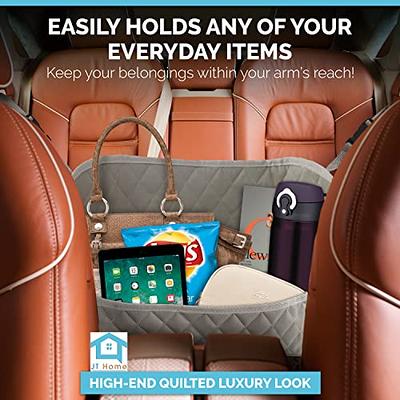 JT HOME Car Net Pocket Handbag Holder Between Seats, Luxury Quilted PU  Leather Purse Car Organizer With 2 Extra Pockets For Storage, Grey - Yahoo  Shopping