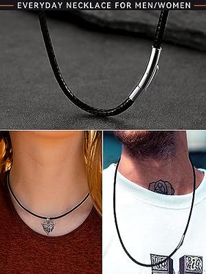 Chain necklace cord for men and women, braided leather and magnetic steel  clasp