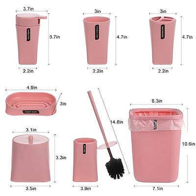 iMucci Pink 6pcs Bathroom Accessories Set - With Trash Can Toothbrush  Holder and for sale online