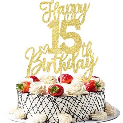 1 PCS Happy 15th Birthday Cake Topper Glitter Cheers to 15 Years Birthday  Cake Pick Sweet 15 Fabulous Cake Decoration for Happy 15th Birthday  Anniversary Theme Party Decorations Supplies Gold - Yahoo Shopping