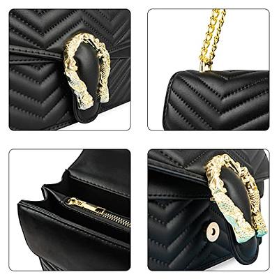 Before & Ever Small Purse - Quilted Black Crossbody Bag for Women - Gold Chain Clutch Purse Bag for Women