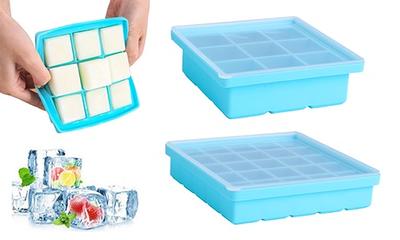 NueZoo Large Ice Cube Tray, 4 Pack Silicone Ice Cube Mold with Lid