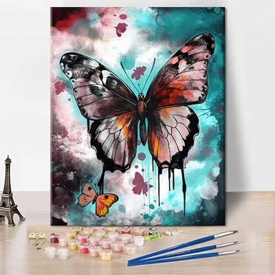  Adults Kids Paint by Numbers Sun DIY Oil Painting, Hippie Paint  by Numbers, Mushroom Flowers Butterfly Adult Paint by Number for Home Wall  Decor Painting Kit Frameless 16x20 Inch